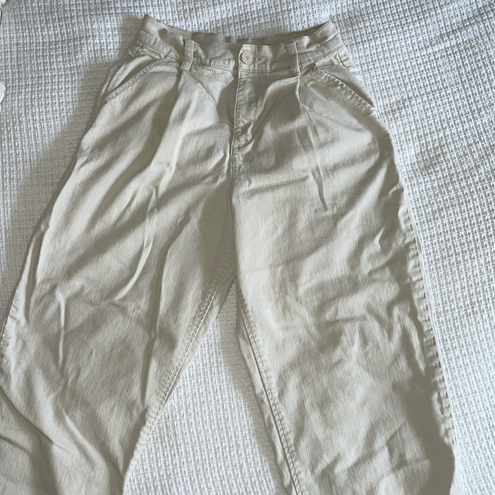 TAN PLEATED OAK + FORT TROUSERS SIZE 2